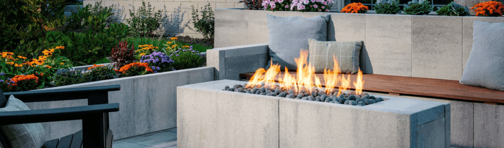 fire feature stone art form for backyard los angeles