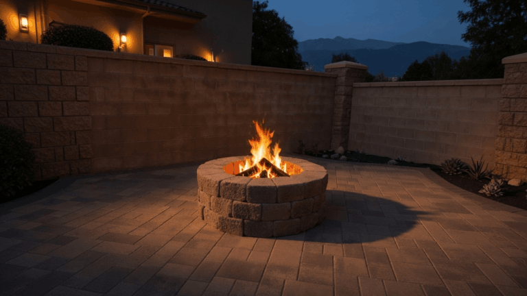 fire pit los angeles paver backyard