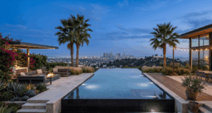 infinity pool in los angeles hillside backyard